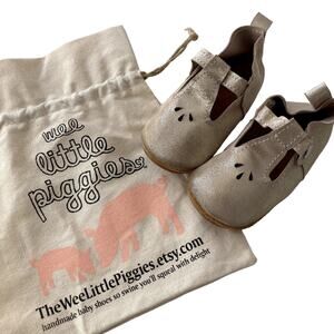 Wee Little Piggies Honey + Hide T-Bar Shoes - Metallic Gold - 7